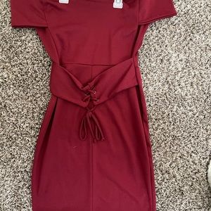 Off the Shoulder Maroon Dress